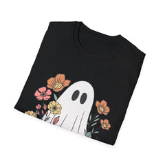 Cute Ghost and Floral Graphic T-Shirt - Unisex Comfort Fit, Halloween & Everyday Wear