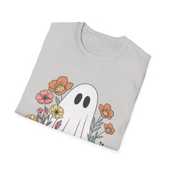 Cute Ghost and Floral Graphic T-Shirt - Unisex Comfort Fit, Halloween & Everyday Wear