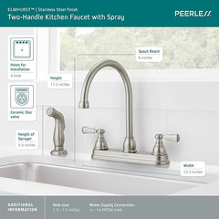 Two-handle kitchen faucet with spray | Tavomart